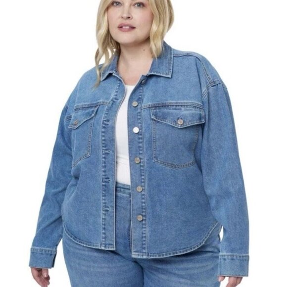 "NWT" Edited By Remi Bader Denim Jacket Top In Size 3X - Picture 1 of 12